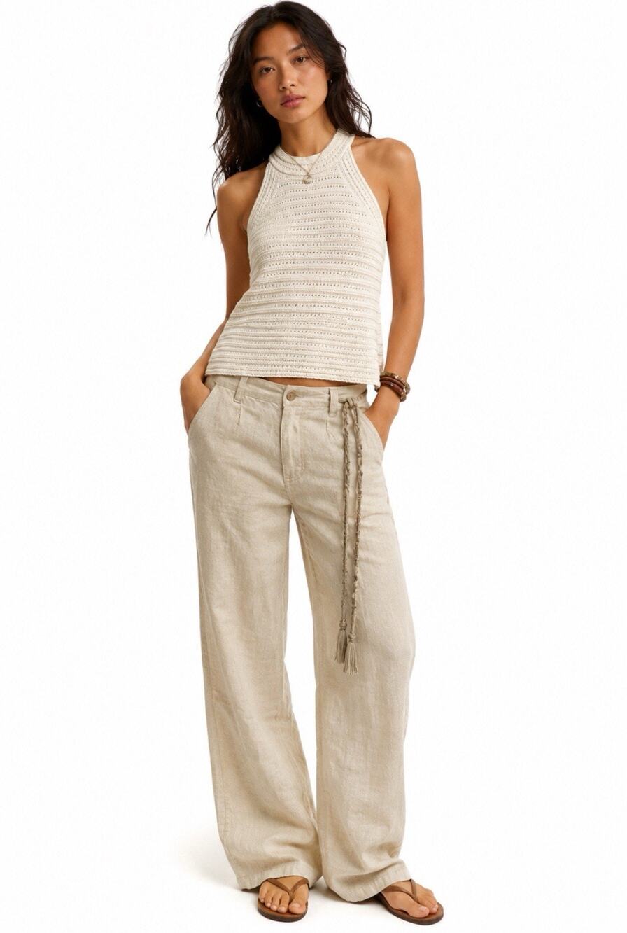 Y2K Indie Sleaze GAP Women's Halter Crochet Knit Top Size XS Ivory Cotton Boho